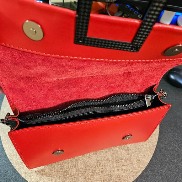 ISADORA Red Made In Italy Leather Round Handle Satchel - Picture 5 of 5